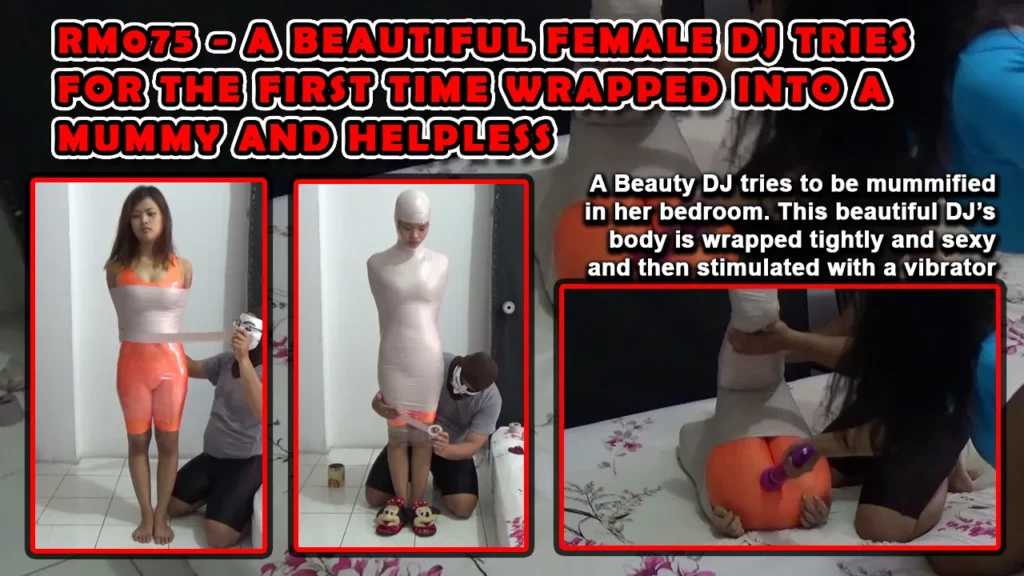 RM075-A Beautiful Female DJ Tries For The First Time Wrapped Into A Mummy And Helpless